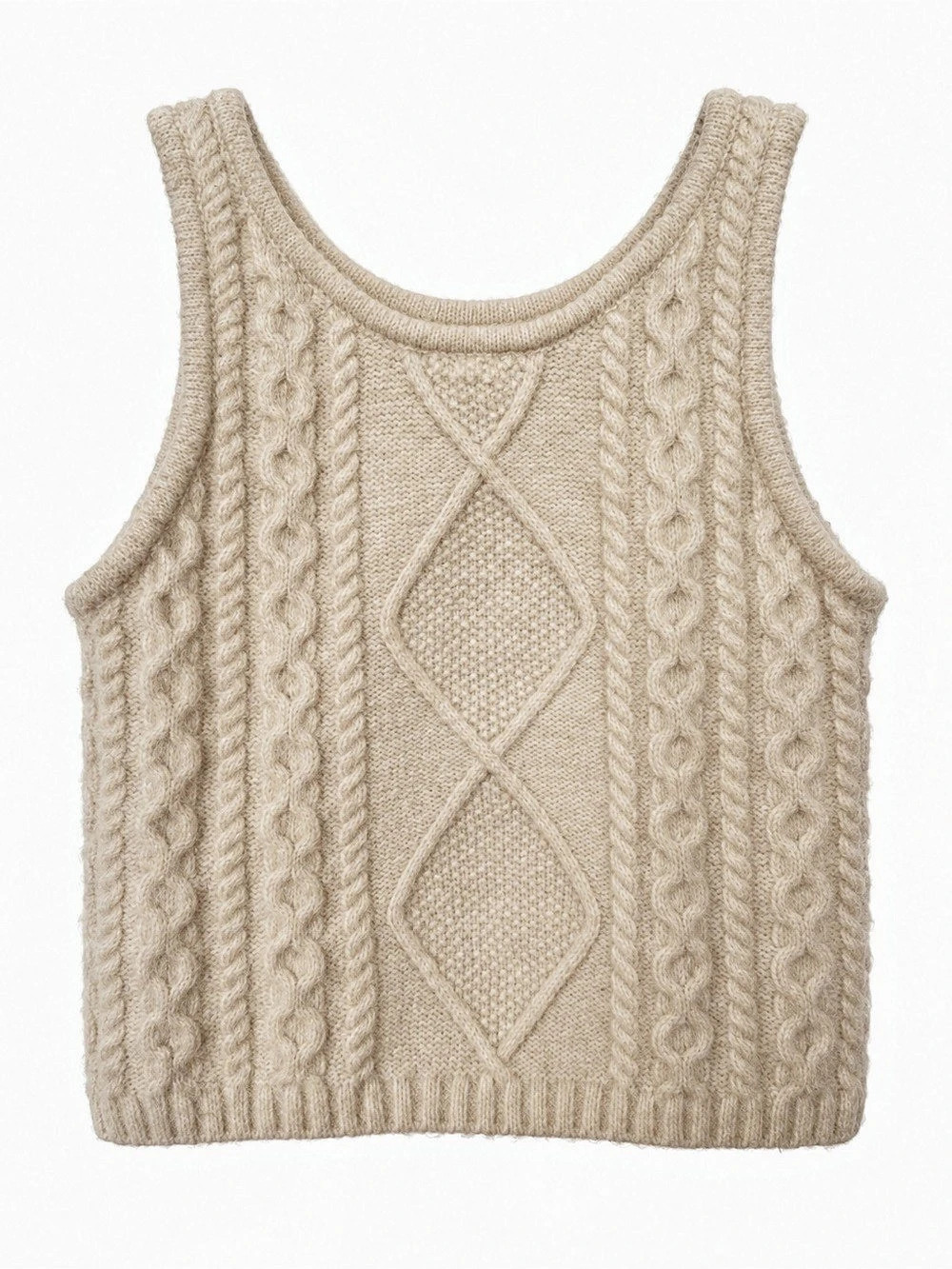 Zara Cable Knit Sweater Vest in Cream Size 13-14
